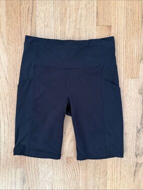 Athleta Black High-Rise Bike Shorts with Side Pockets